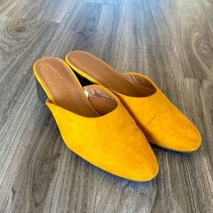 Mustard Almond Toe Low Heels